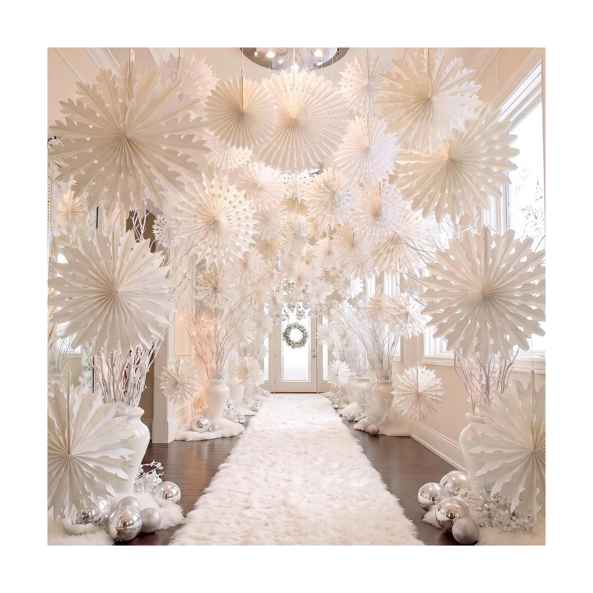 AmazingSpark 32 Pcs 20" Winter White Paper Snowflake Decoration