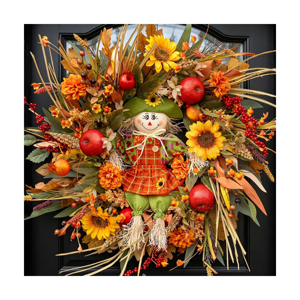 Fall Wreath for Front Door, 24 Inch Autumn Wreath for Front Door