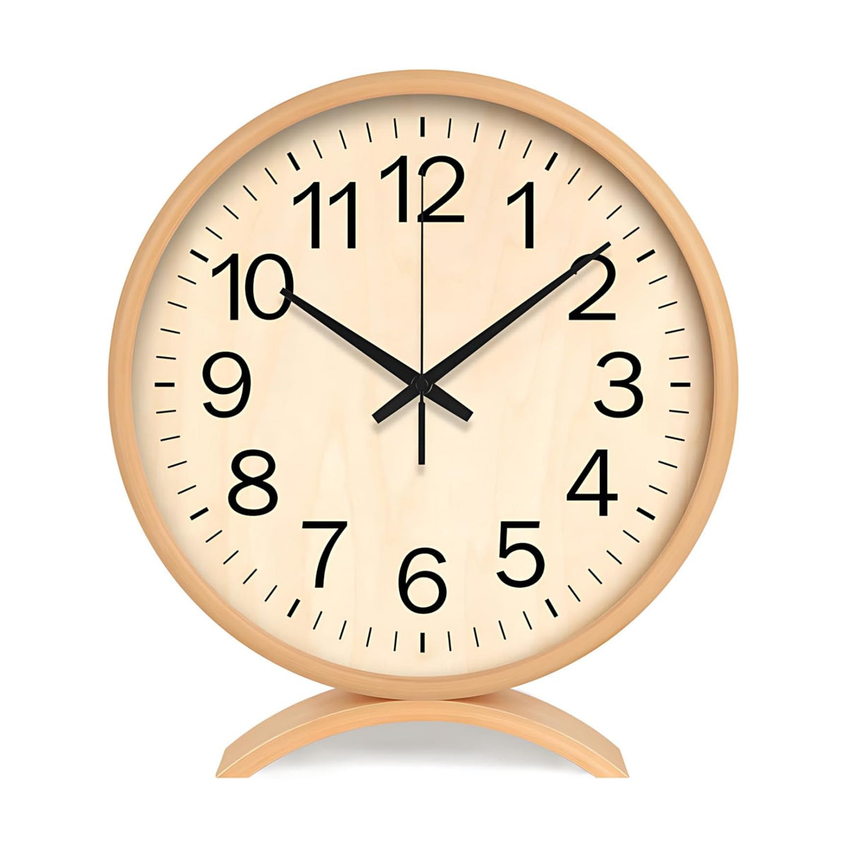 Maxspace Table Clock-8 Inch Silent Non-Ticking Wooden Timepiece Desk Clock, Battery Operated Decor Round Clock for