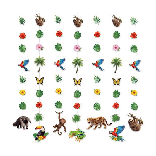 Xinnun 8 Pcs Rainforest Animals Garland Banners Jungle Party Hanging Decor