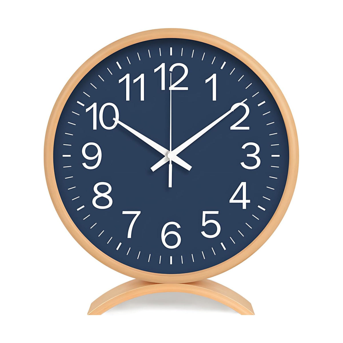 Maxspace Table Clock-8 Inch Silent Non-Ticking Wooden Timepiece Desk Clock, Battery Operated Decor Round Clock for