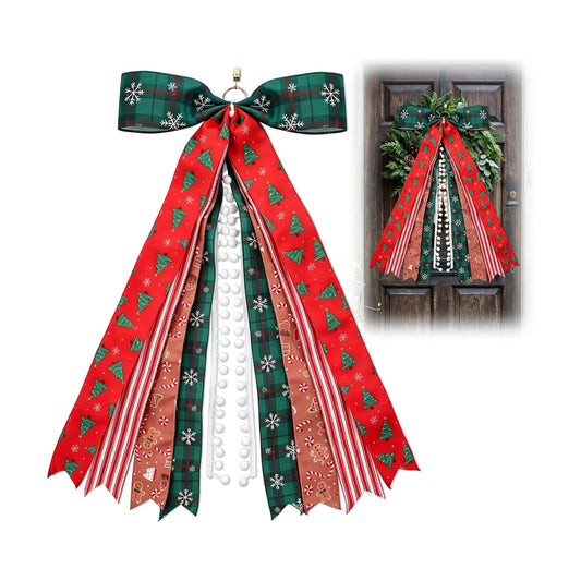 1 Pack Christmas Large Wreath Ribbon Bow for Front Door