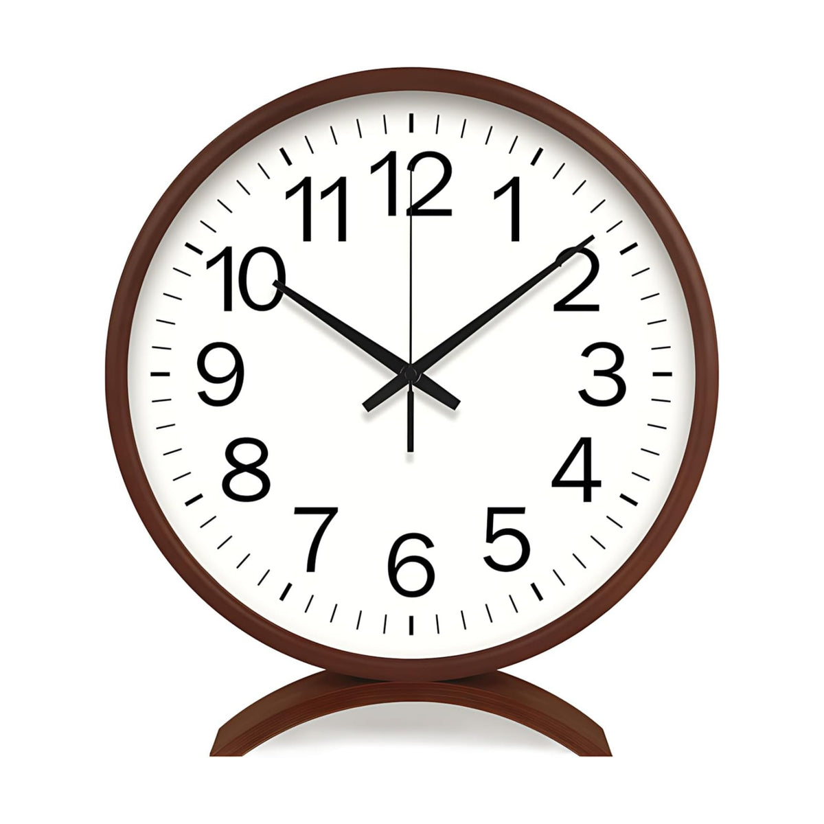 Maxspace Table Clock-8 Inch Silent Non-Ticking Wooden Timepiece Desk Clock, Battery Operated Decor Round Clock for