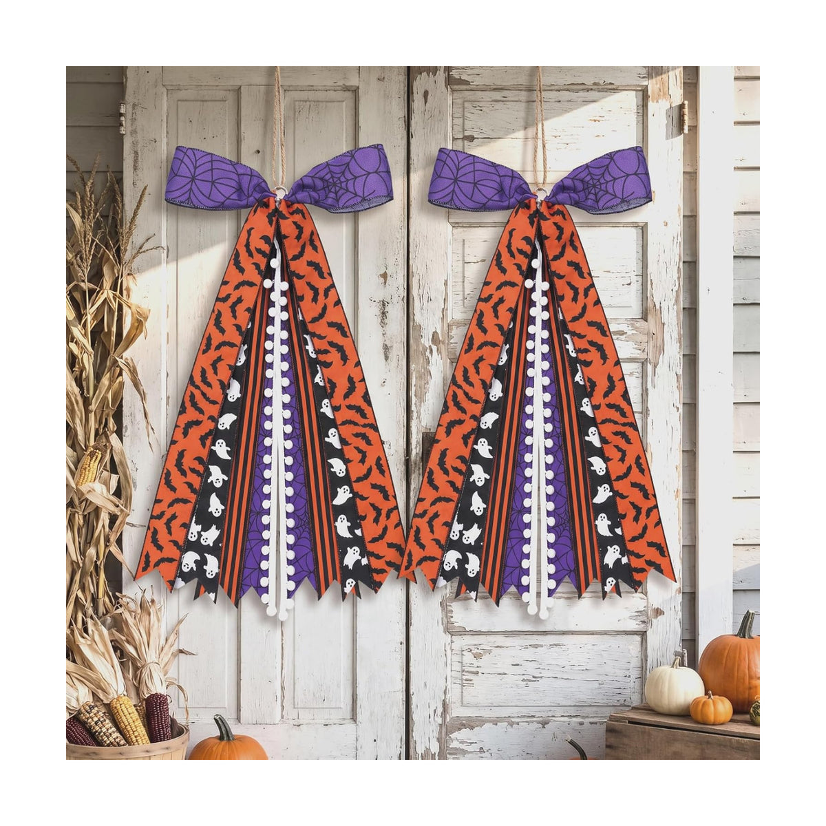 2 Pack Halloween Large Wreath Ribbon Bow for Front Door