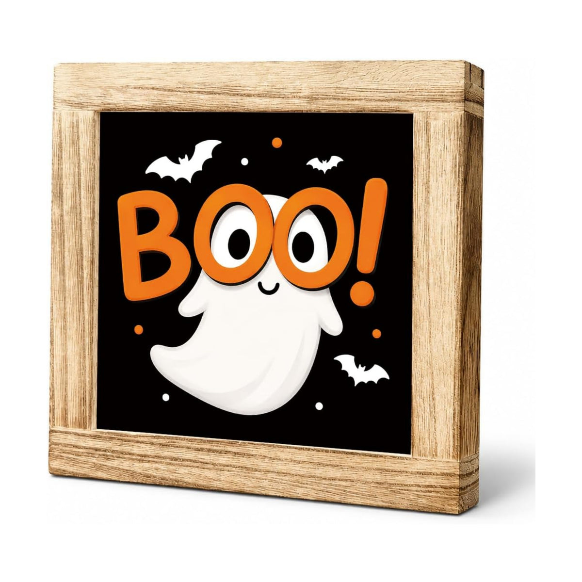 Halloween Wooden Sign, Boo Ghost and Bat Tabletop Decor for Home