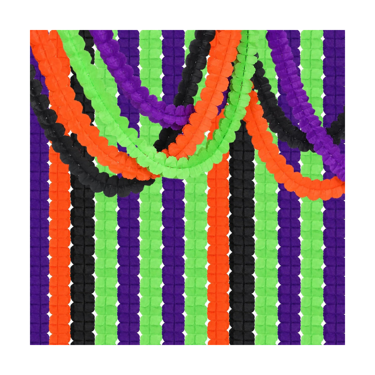 16Pcs Halloween 4-Leaf Clover Paper Streamer Garland - Black Orange Purple
