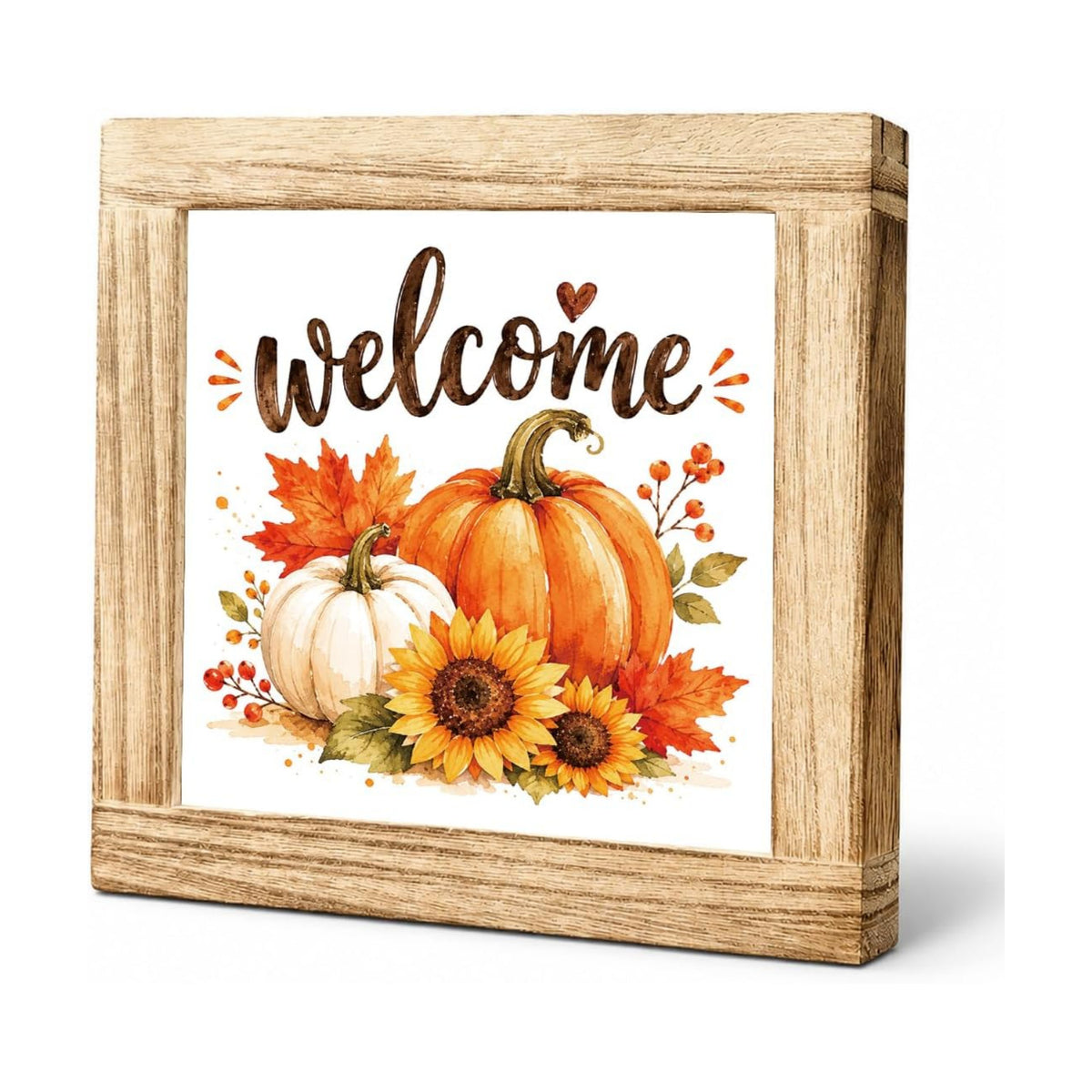 Fall Wood Sign, Welcome Pumpkin Sunflower Tabletop Decor