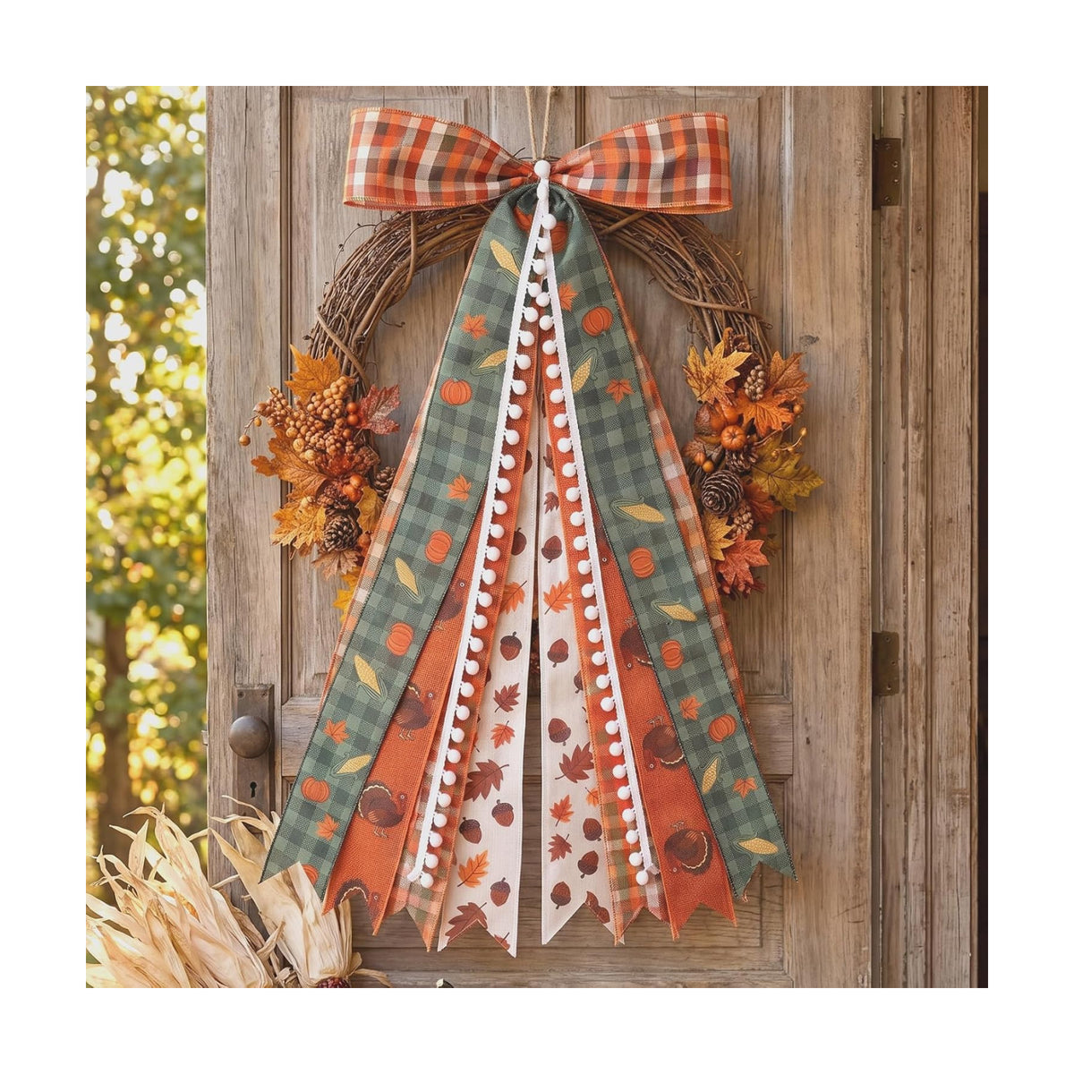 2 Pack Thanksgiving Large Wreath Ribbon Bow for Front Door