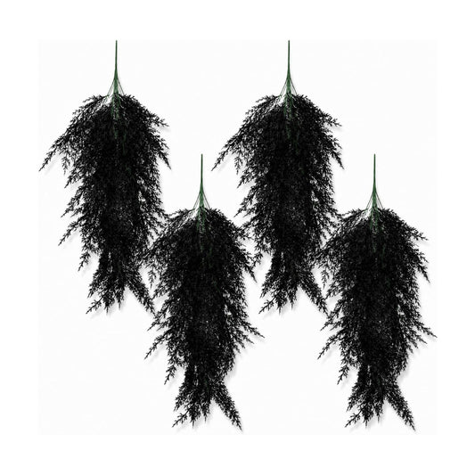 Suncalla 4 Pack Black Teardrop Swags, 32 Inch Cedar Halloween Gothic Deocr