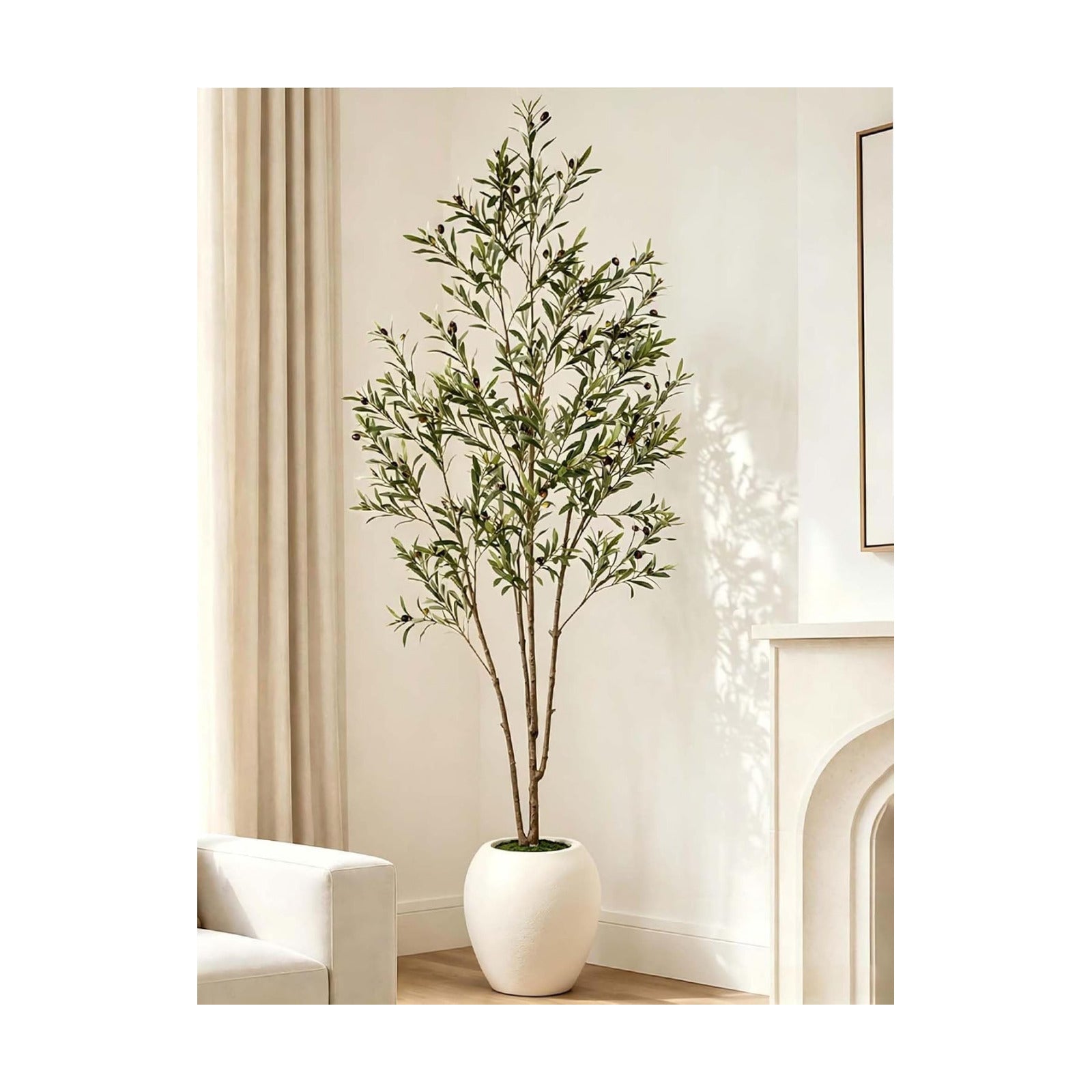Olive Tree 7 ft with Large Pot: Tall Artificial Indoor Plants