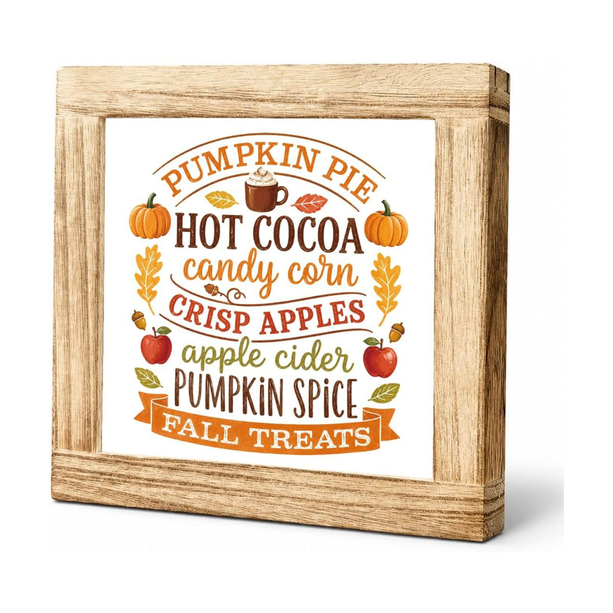 Fall Wood Sign, Pumpkin Pie Hot Cocoa and Apple Cider Tabletop Decor