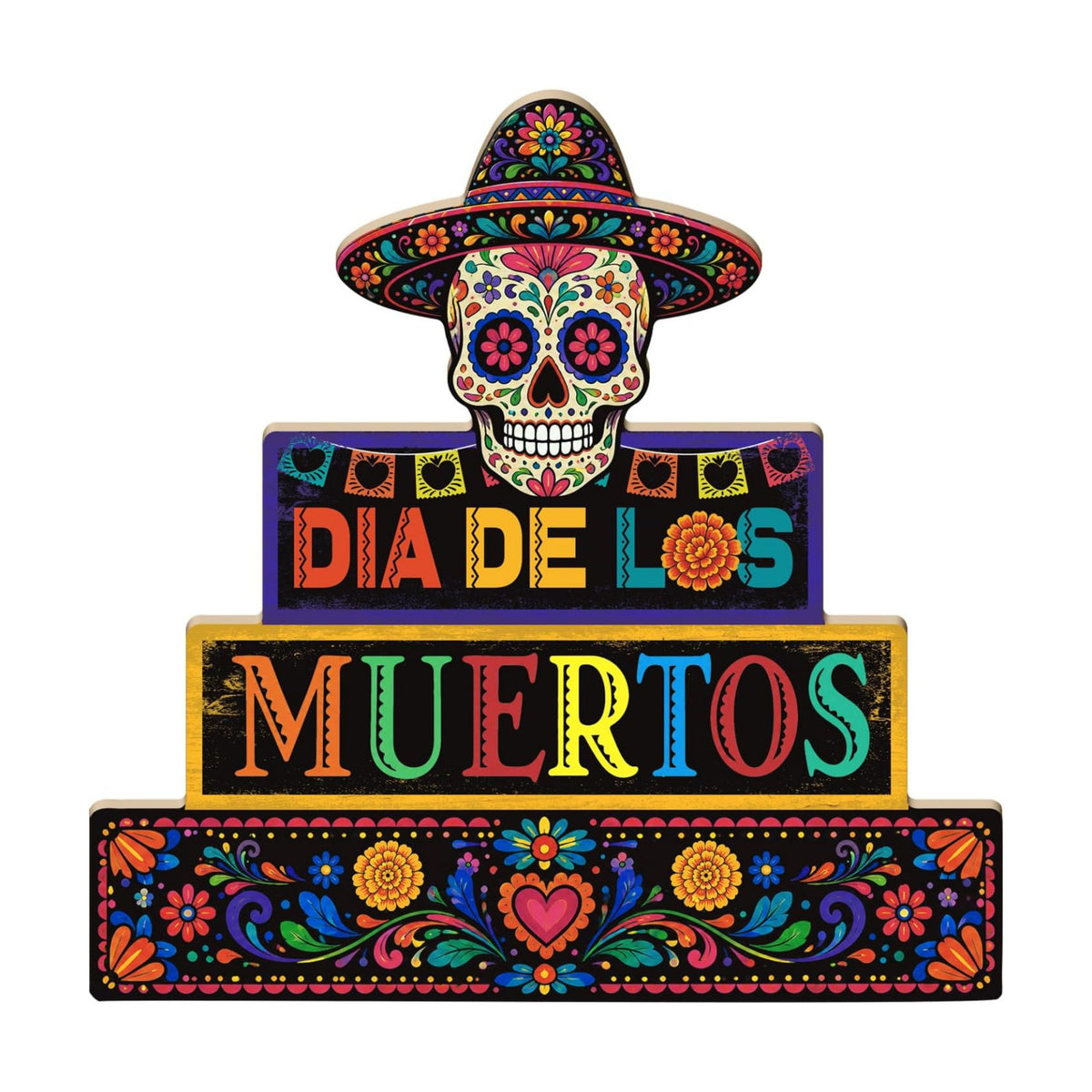 Putuo Decor Day of The Dead Table Decor Sugar Skull Dia De Los Muertos Sign