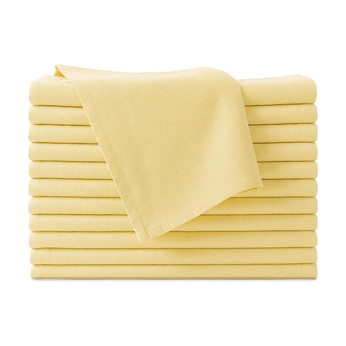 Cloth Napkins Set of 12, 100% Cotton Dinner Napkins for Thanksgiving, Christmas & Fall Entertaining, Washable Reusable Table Linens for Wedding & Everyday Use, 18 x 18 Inch, Light Yellow