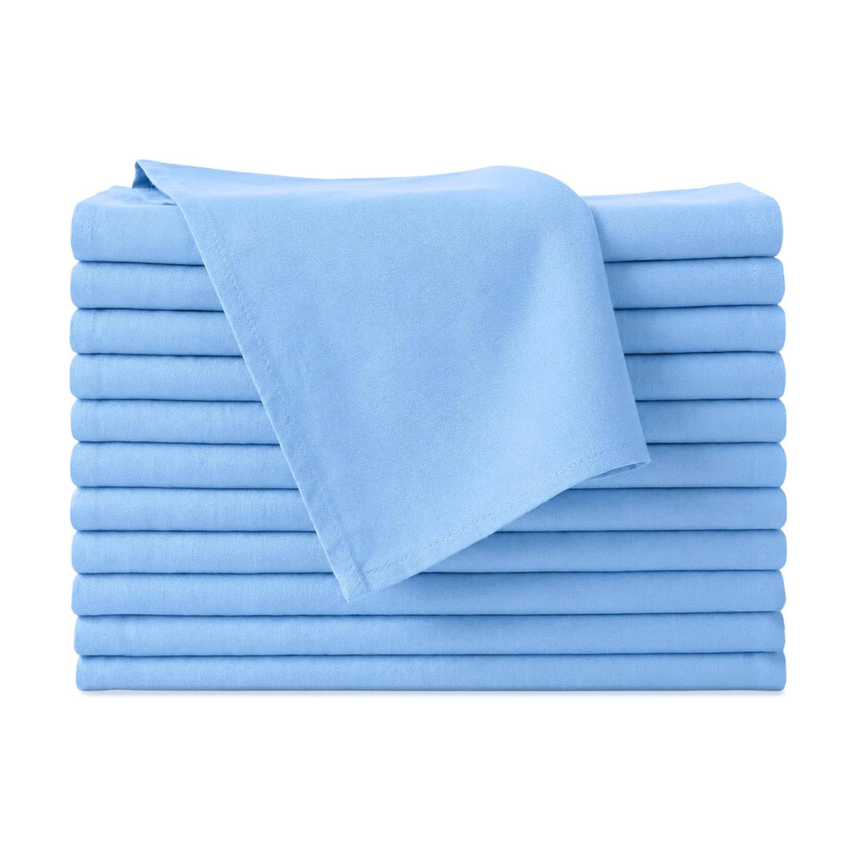 Cloth Napkins Set of 12, 100% Cotton Dinner Napkins for Thanksgiving, Christmas & Fall Entertaining, Washable Reusable Table Linens for Wedding & Everyday Use, 18 x 18 Inch, Light Blue