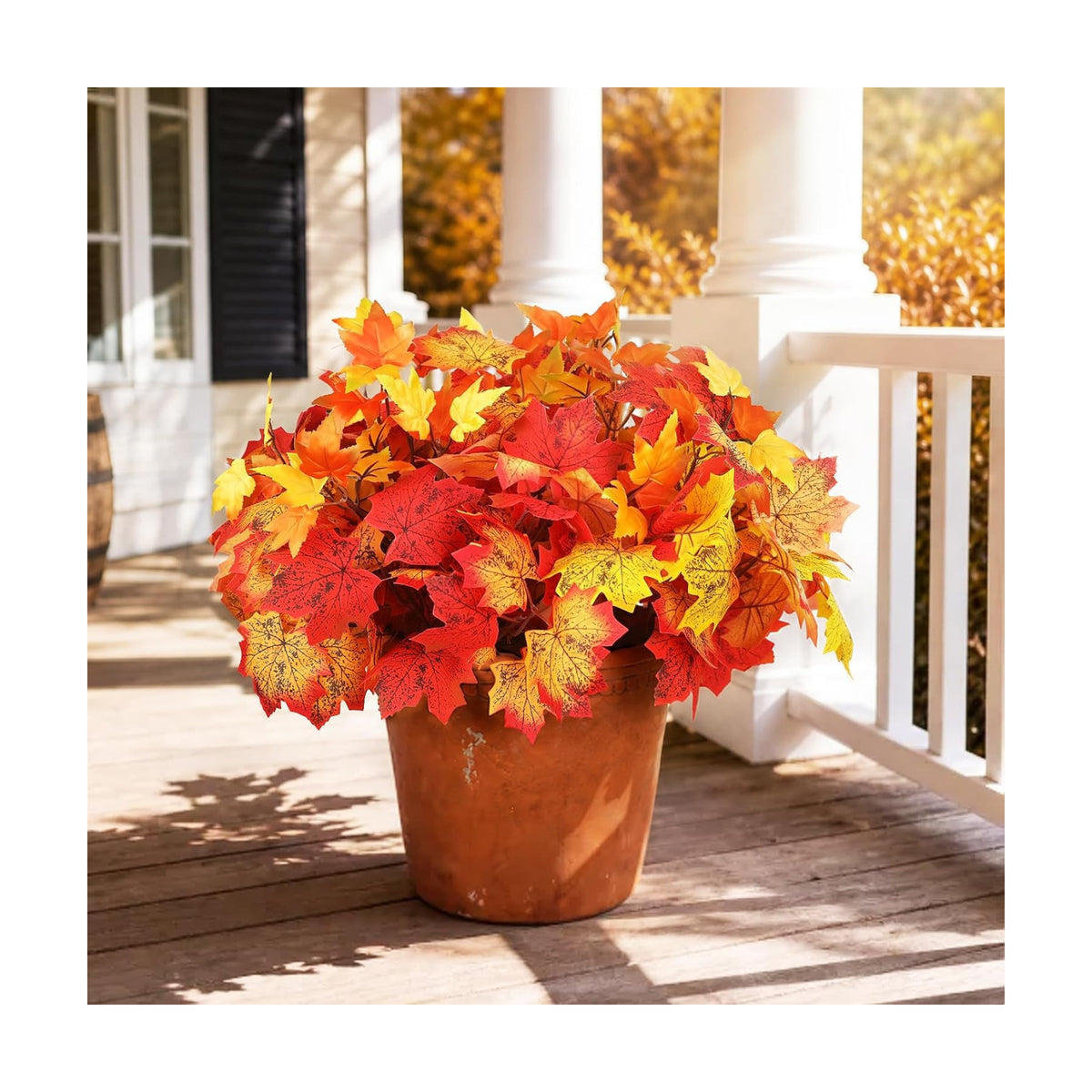 24Pcs Fall Leaves Stems, 14.9'' Artificial Maple Leaves Branches