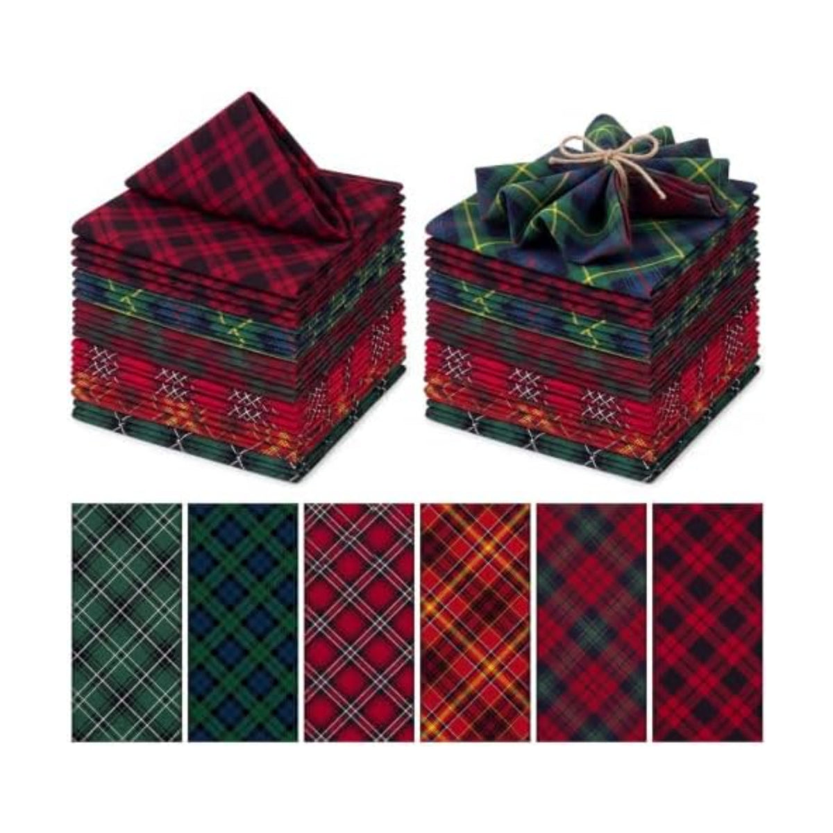 Mixweer 24 Pack Christmas Cloth Napkins Bulk, 15 x 15 Inch Square