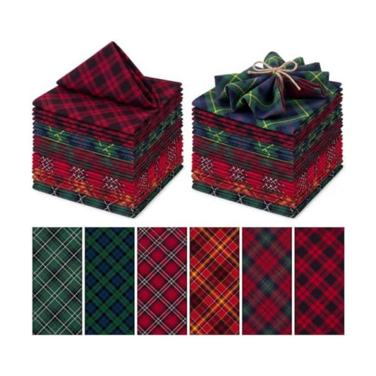 Mixweer 24 Pack Christmas Cloth Napkins Bulk, 15 x 15 Inch Square