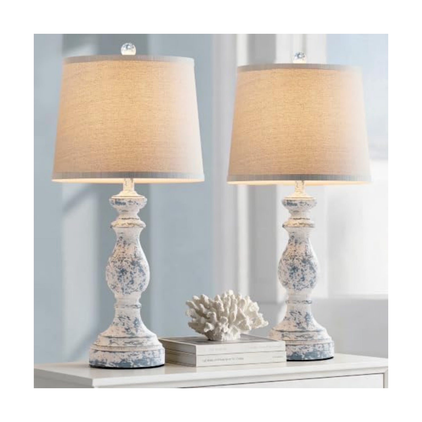 PARTPHONER Traditional Table Lamp Set of 2, Rustic Farmhouse Table Lamps for Living Room Bedroom, 27" Bedside Desk