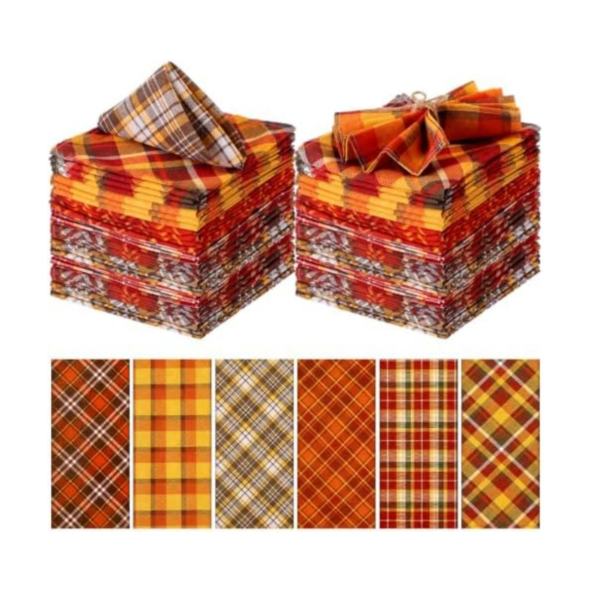 Mixweer 24 Pack Fall Thanksgiving Cloth Napkins Bulk, 15 x 15 Inch