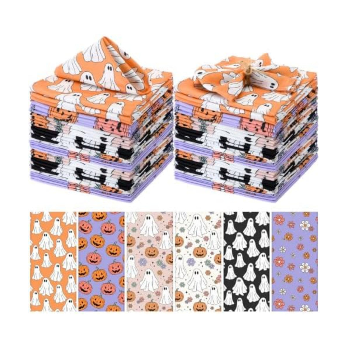 Mixweer 24 Pack Halloween Cloth Napkins Bulk, 15 x 15 Inch Square