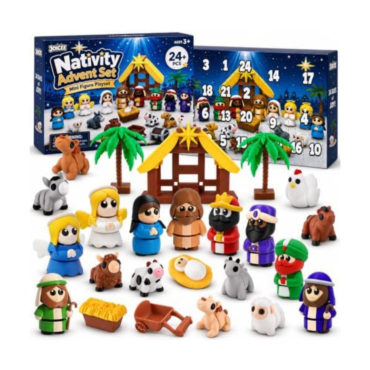 JOICEE 2026 Nativity Advent Calendar 3D Printed Animals Figurines Toys