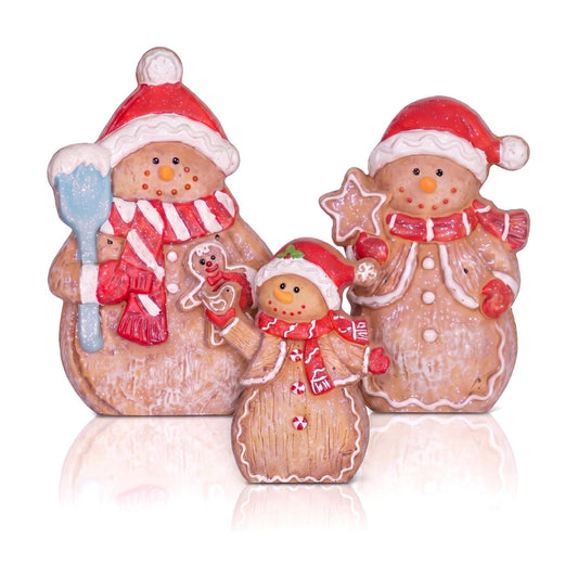 Suzile 3 Pcs Christmas Gingerbread Figurines, Wooden Rustic Tabletop Decor