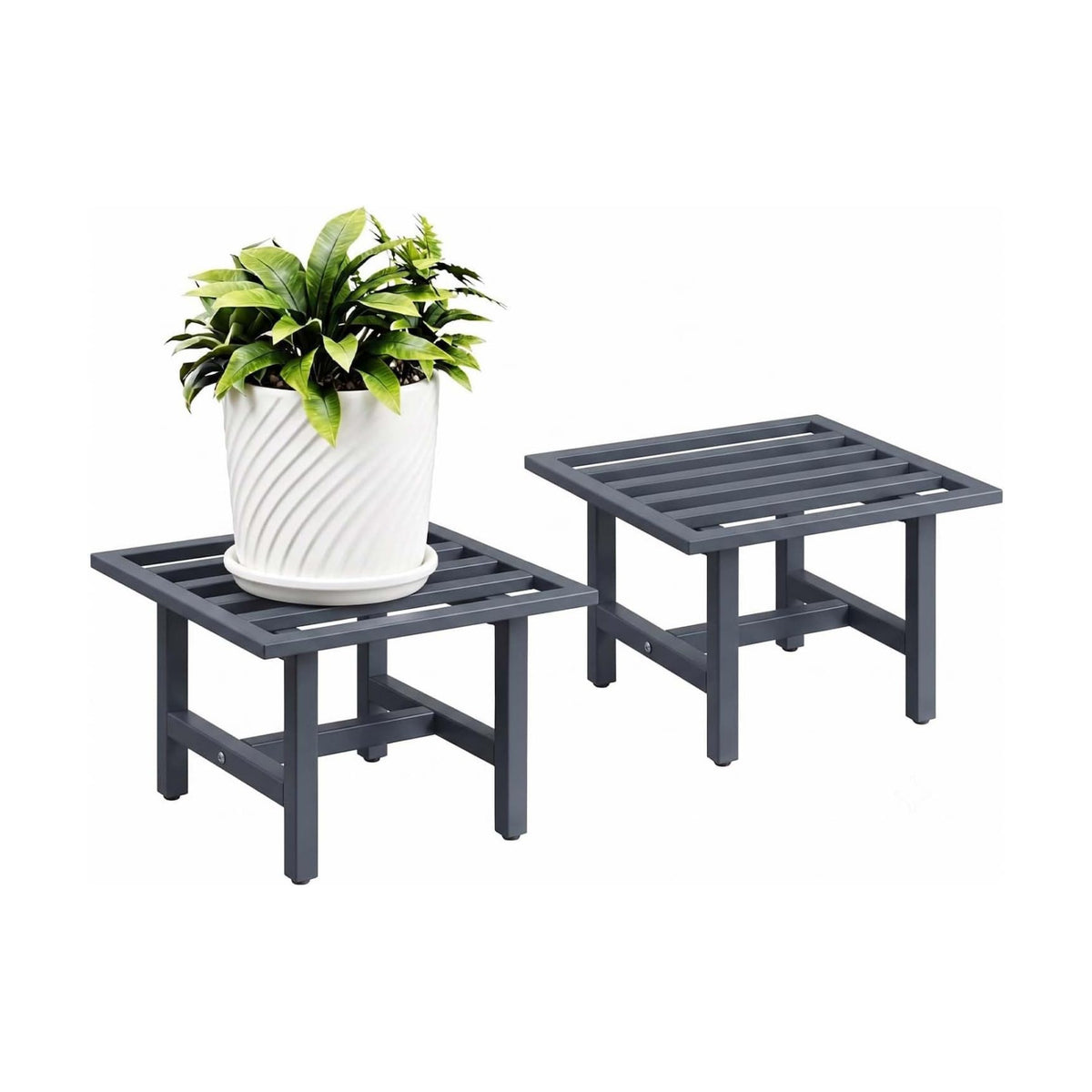 Heavy Duty Metal Plant Stand Outdoor, 330 lbs Wrought Iron Square Plant Stand Indoor, Rustproof Low Pedestal for Large