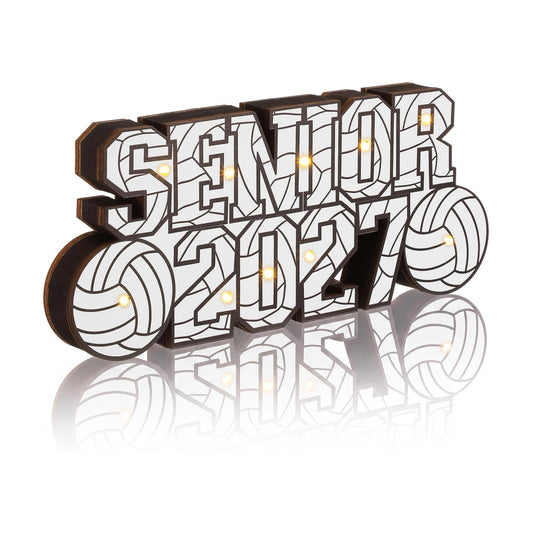 Yousoontic Light up Senior 2027 Volleyball Decor, LED Lighted Class of 2027 Table Centerpieces Wooden Sign Decorations 3D Block Decor for Senior Night, Grad Party & Farmhouse Mantel Decoration