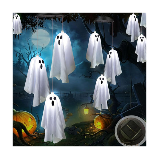2Pack Hanging Ghosts Swing Solar Lights Halloween Decorations