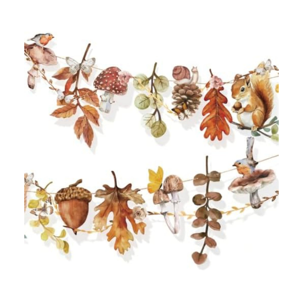 Fall Autumn Hanging Decorations - 1Pcs Mushroom & Fallen-Leaves Fairy Tale Paper Banner Bunting