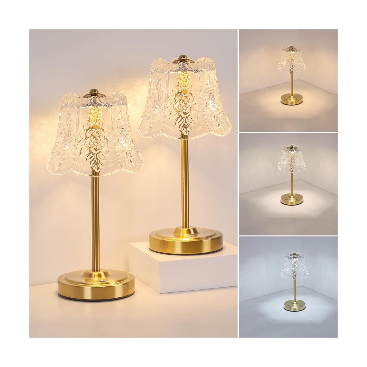 Shenmoyl Set of 2 Cordless Touch Table Lamp with 5200mAh Battery - 3 Adjustable Color Temperatures & Dimmable
