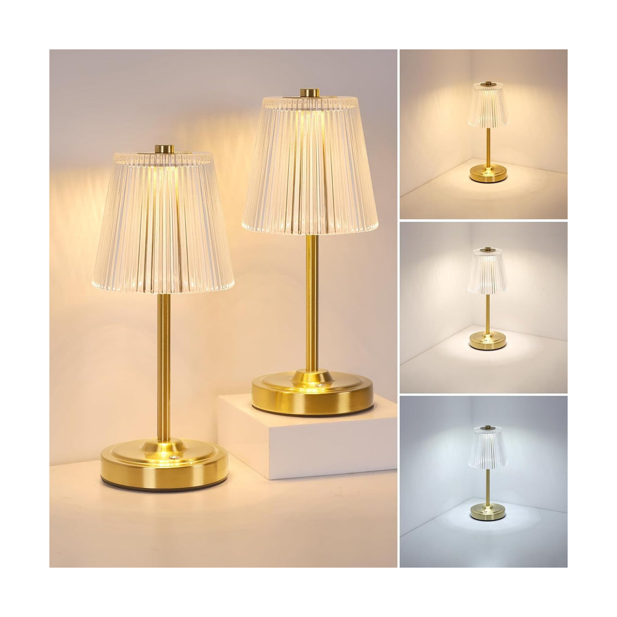 Shenmoyl Set of 2 Cordless Touch Table Lamp with 5200mAh Battery - 3 Adjustable Color Temperatures & Dimmable