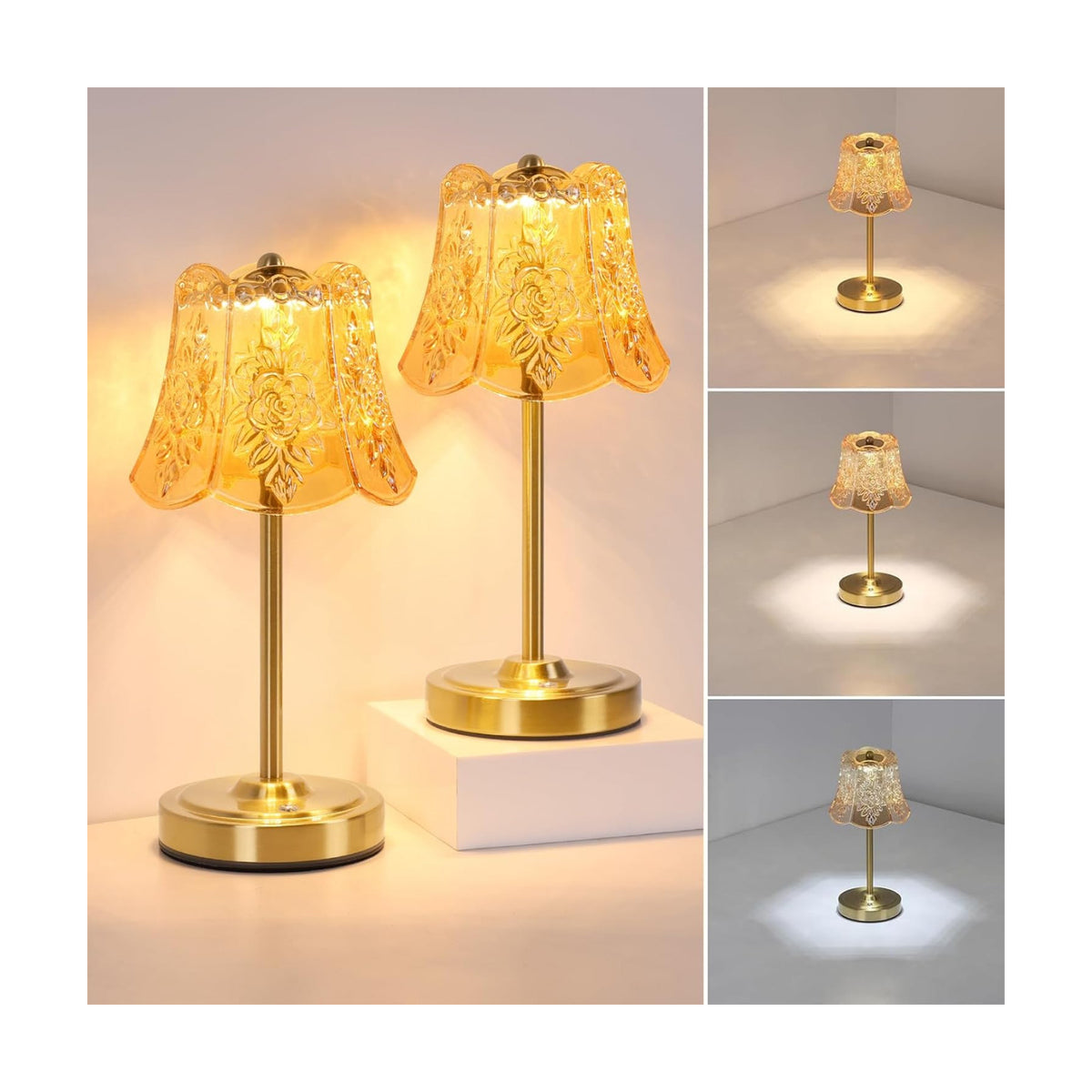 Shenmoyl Set of 2 Cordless Touch Table Lamp with 5200mAh Battery - 3 Adjustable Color Temperatures & Dimmable