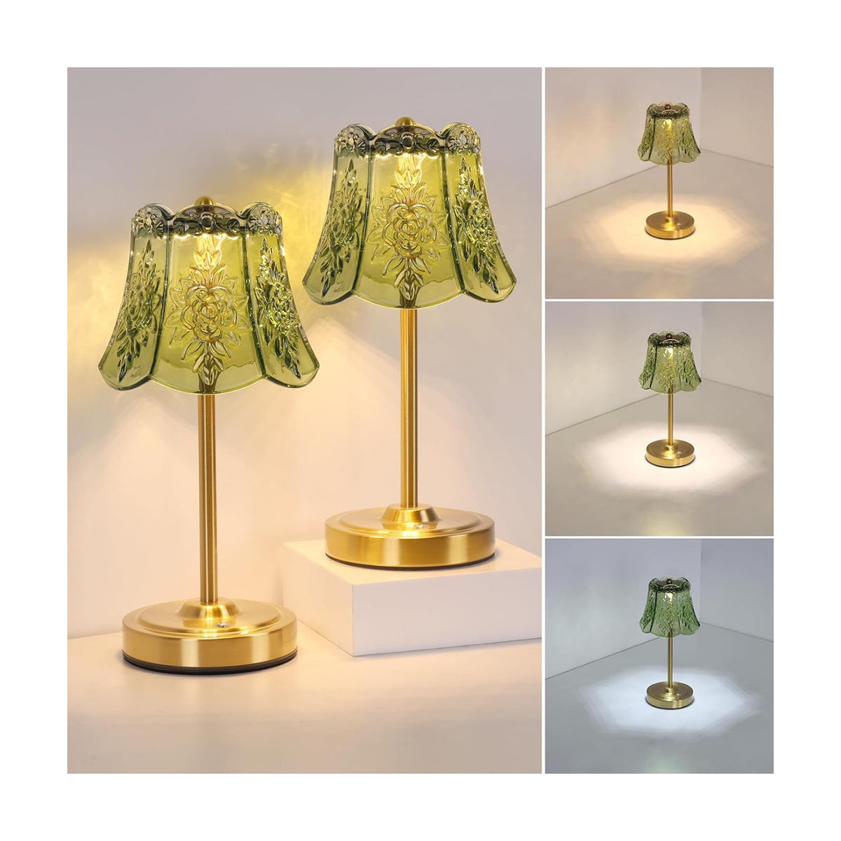 Shenmoyl Set of 2 Cordless Touch Table Lamp with 5200mAh Battery - 3 Adjustable Color Temperatures & Dimmable