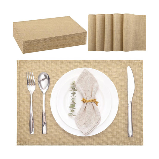 Kochorie 25Pcs 11x17 Woven Burlap Placemats Jute Placemat for Dining Table