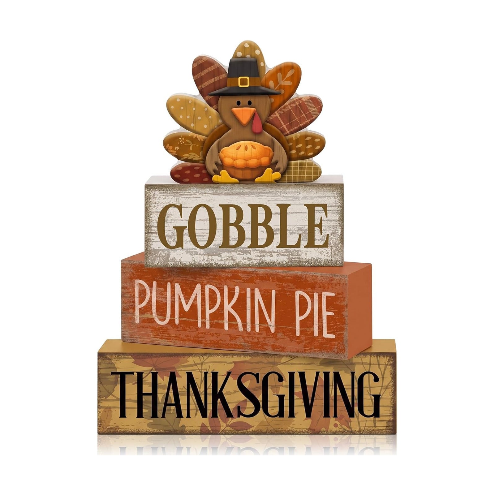 Moucuny 4 Pcs Fall Decorations For Home Wooden Thanksgiving Turkey Decor