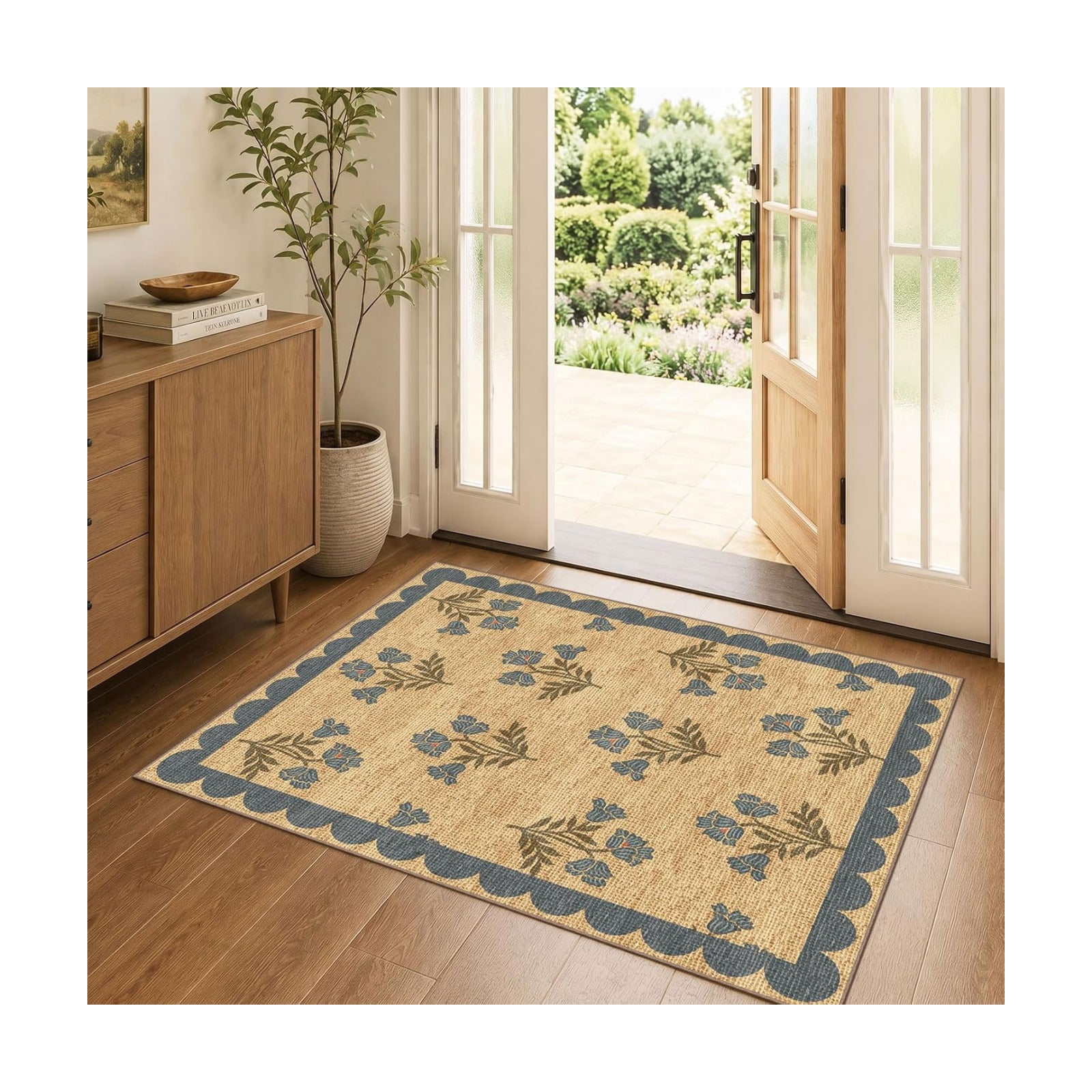 3x4 Floral Entry Rug - Indoor Outdoor Mats for Front Door Non-Slip