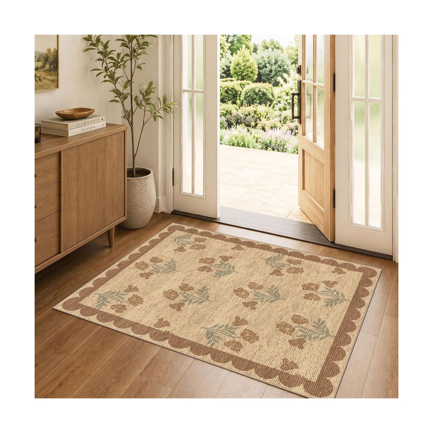 3x4 Floral Entry Rug - Indoor Outdoor Mats for Front Door Non-Slip