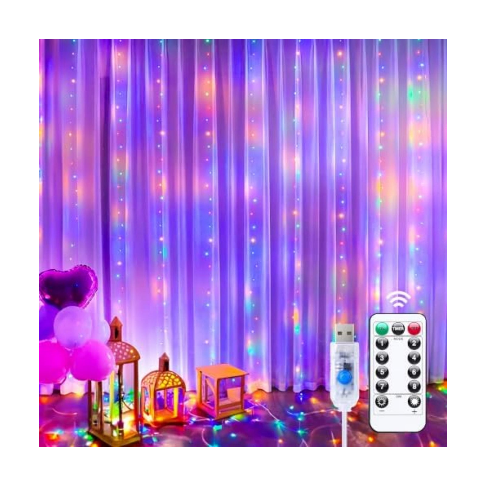 Minetom Curtain Lights, 300 LED Dimmable Twinkle Fairy Lights, 8 Modes
