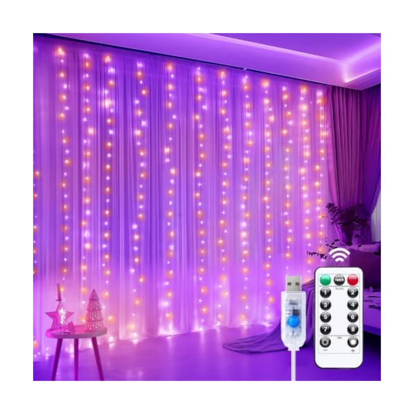 Minetom Halloween Curtain Lights, 300 LEDs Twinkle Fairy Lights, 8 Modes