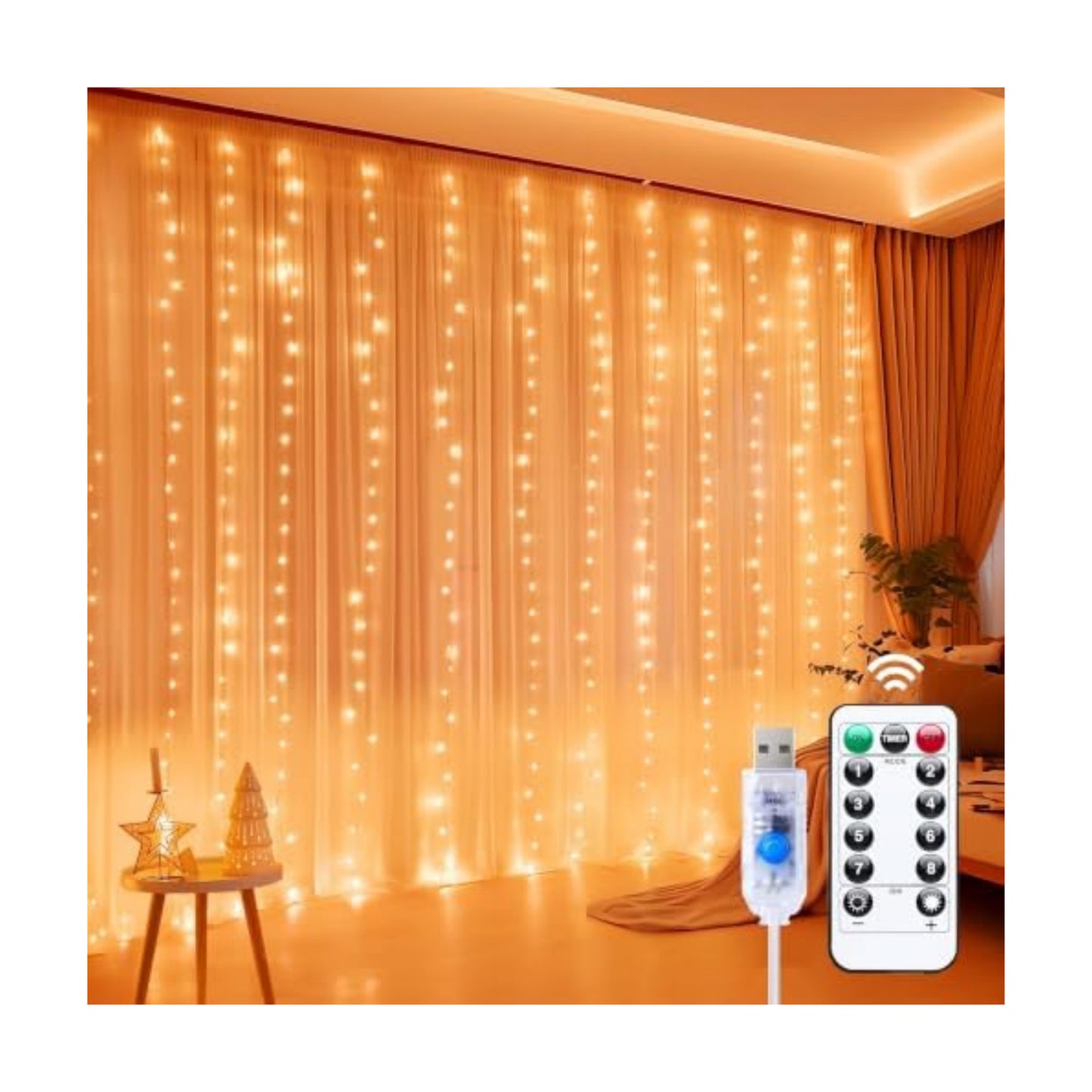 Minetom Halloween Curtain Lights, 300 LEDs Twinkle Fairy Lights, 8 Modes