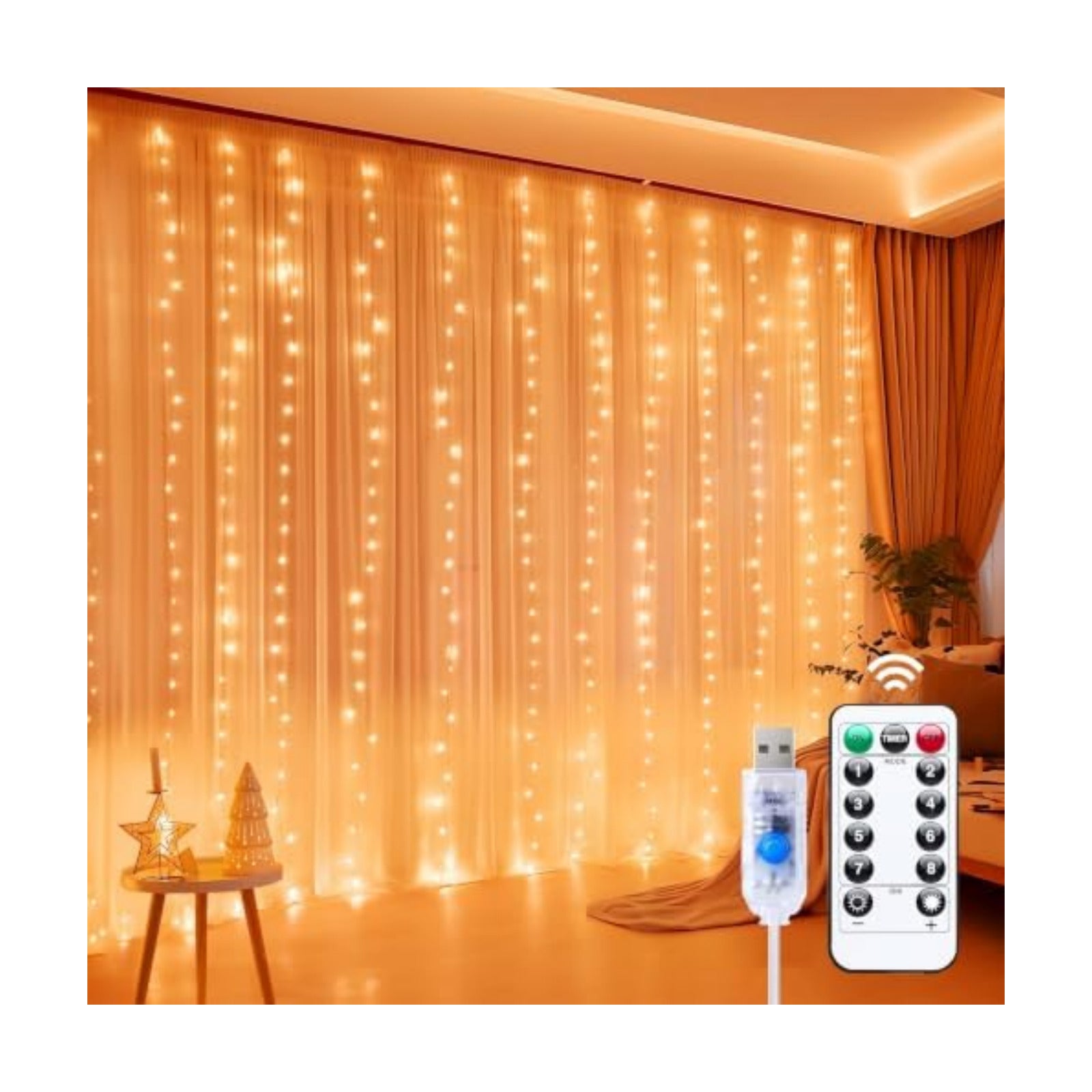 Minetom Halloween Curtain Lights, 300 LEDs Twinkle Fairy Lights, 8 Modes