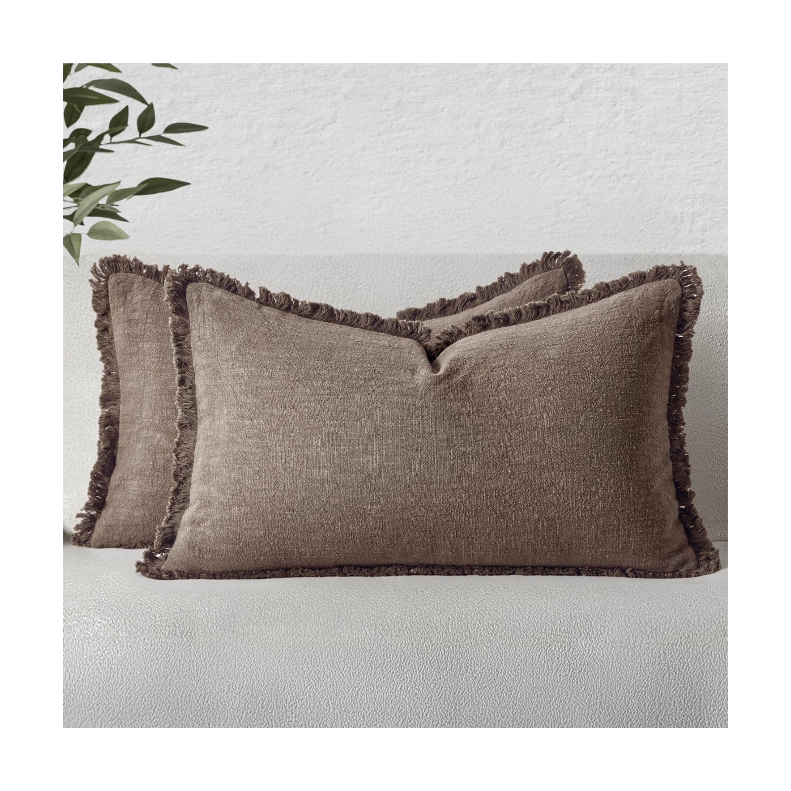 MIULEE Linen Decorative Fall Lumbar Throw Pillow Covers Malt Ball 12x20