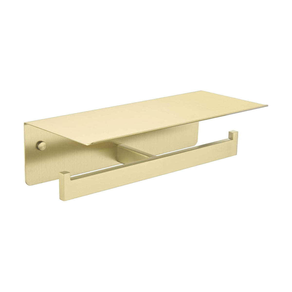 APLusee Brushed Gold Double Toilet Paper Holder with Shelf, 304 Stainless Steel Wall Mount Tissue Roll Holder for