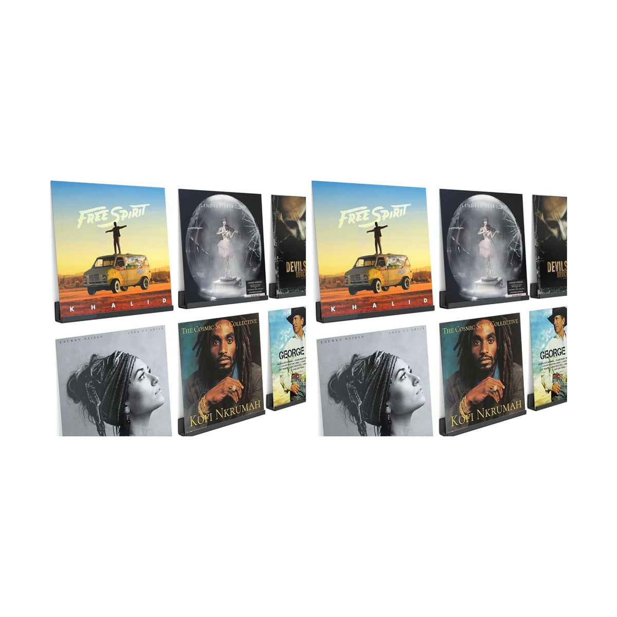 NIUBEE Acrylic Vinyl Record Holder Wall Mounted Rack (Drilled Mounting, Black) (Pack of 2)