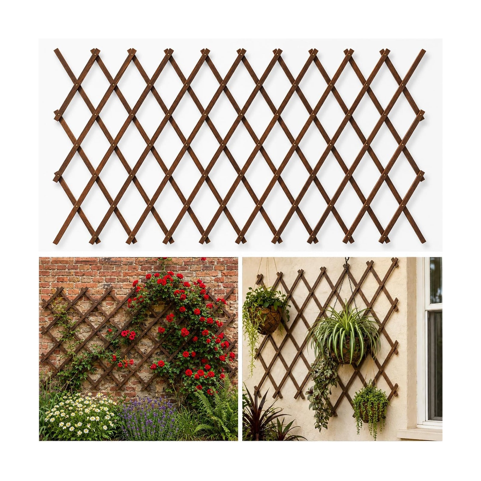 Expandable Garden Trellis, 38" x 89" Trellis for Climbing Plants Outdoor, Wooden Lattice Fence Wall Panel Lattice