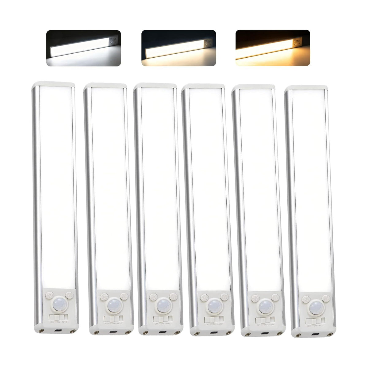 10inch Motion Sensor Light Indoor 6pcs Magnetic Closet Lights，Under Cabinet Lighting Wireless, Rechargeable,with 3