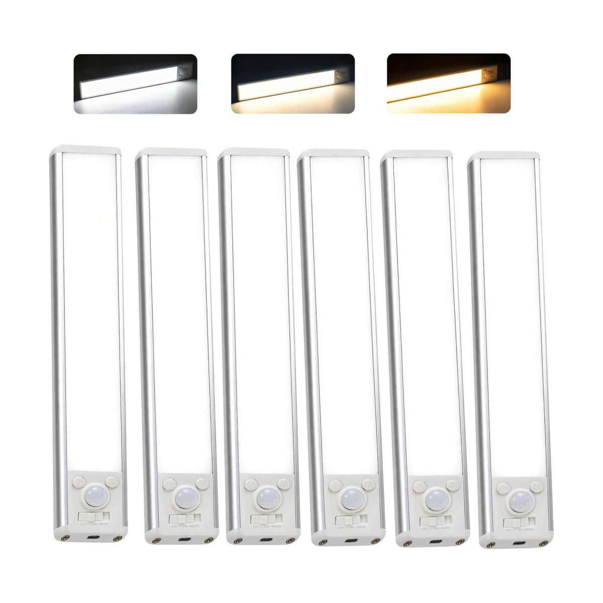 8 inch Under Cabinet Lighting Wireless,6 Pack Rechargeable Motion Sensor Light Indoor,Magnetic Closet Lights，with 3