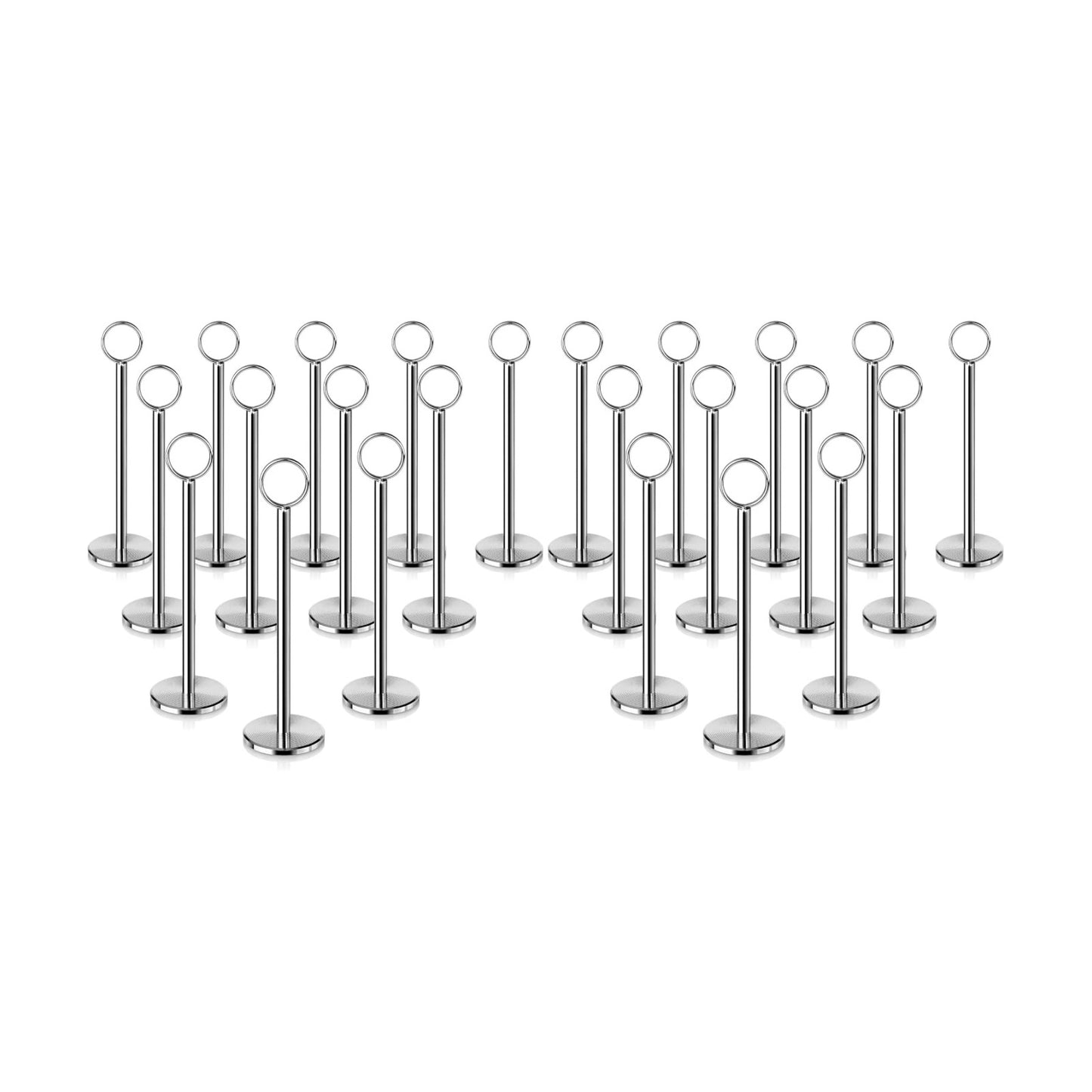New Star Foodservice Ring-Clip Table Number Holder / Place Card Stand, 8 Inch, Silver, Set of 12 (Pack of 2)
