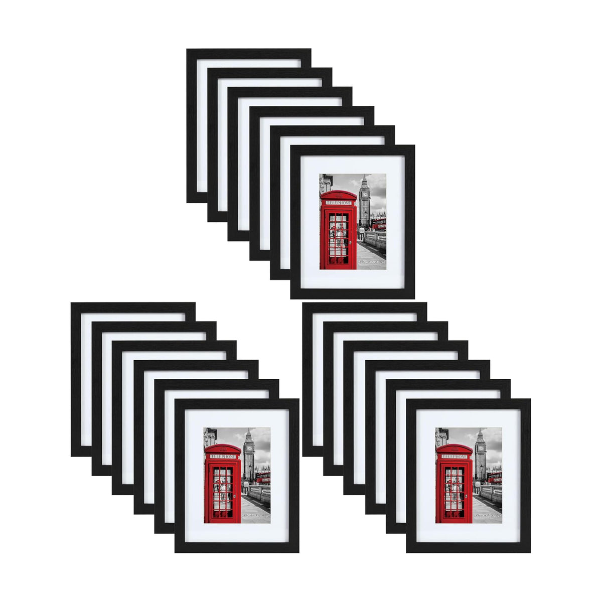 11x14 Picture Frame Set of 6, Display Pictures 8x10 with Mat or 11x14 without Mat for Wall Mounting or Table Top